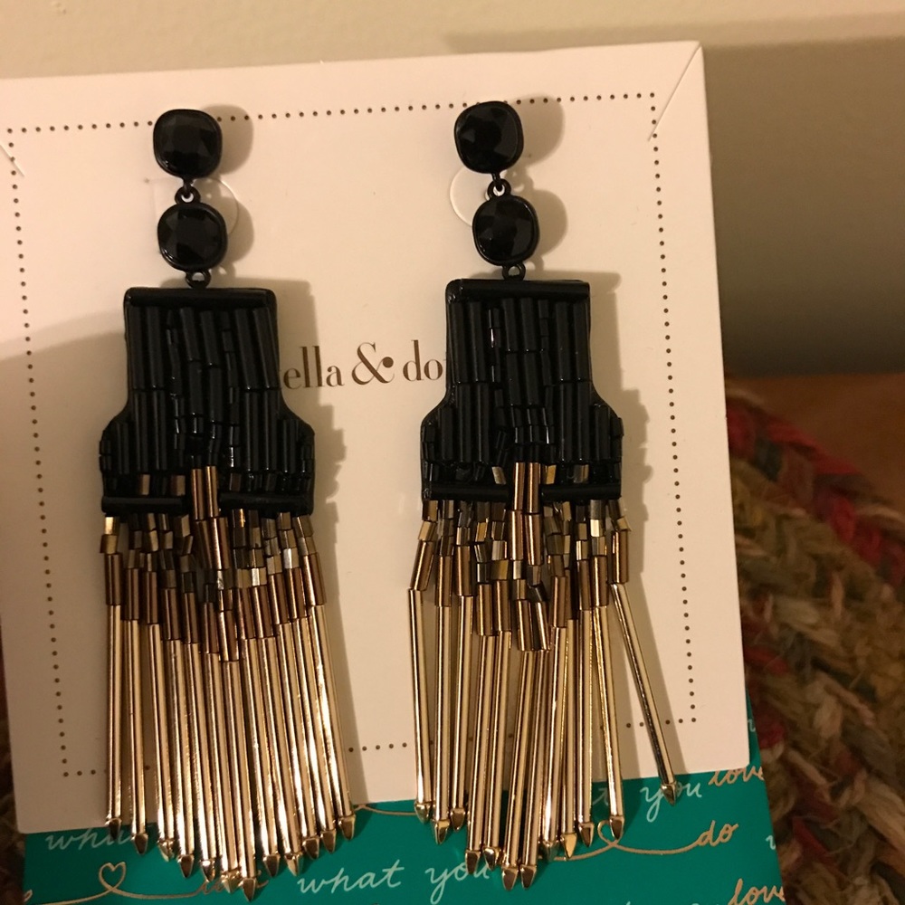 Stella & Dot Jasper Fringe Earrings NEVER WORN